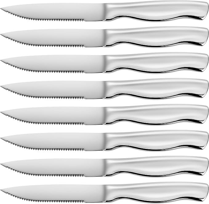 Serrated Steak Knife, Heavy Duty Kitchen Steak Knives, High End Steak Knives by SuperCook