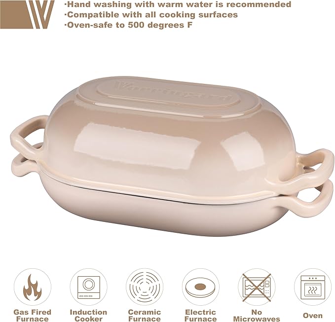 VORRINGARD Enameled Cast Iron Sourdough Bread Oven, Dutch Oven, Loaf Cast Iron - Image 3