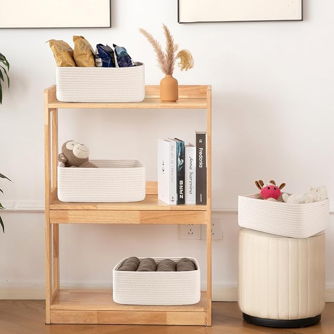OIAHOMY 4 Pack Storage Baskets for Organizing, Small Bins for Shelves, Cute - Image 6