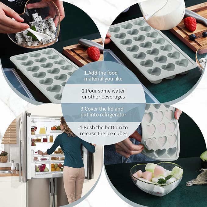 Heart Shape Ice Cube Tray, 21 Holes Silicone Ice Cube Mold - Image 4
