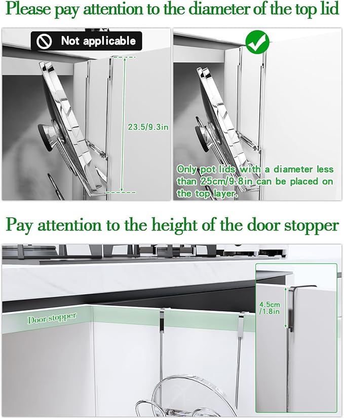 Pot Lid Organizer, 304stainless steel door hanging pot lid rack - Image 5