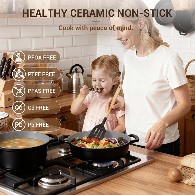 Ammeloo 8-Piece Ceramic Nonstick Cooking Pot Set - Image 4