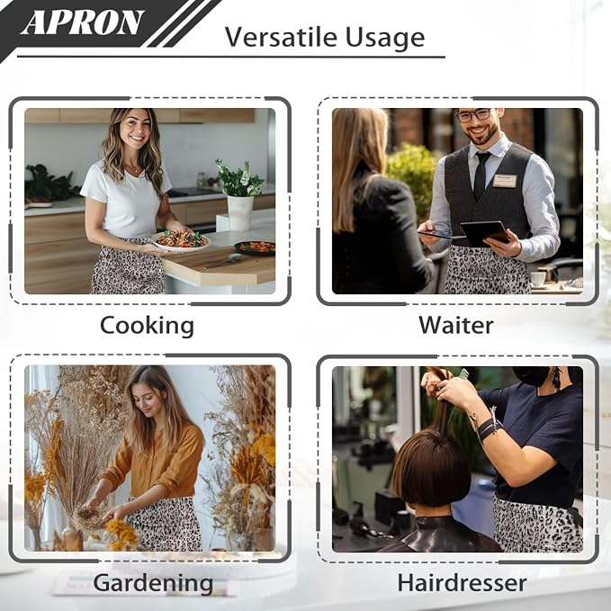 Server Apron with 3 Pockets, Waterproof Oil Waitress Waiter Half Apron - Image 5