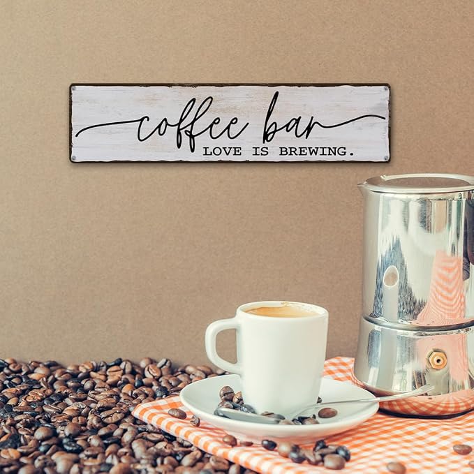 Coffee Bar Sign, Love is Brewing Signs, Retro Metal Tin Sign, Vintage Coffees - Image 6