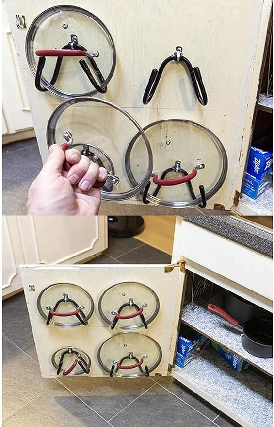 Pmsanzay Cabinet Door Pan Lid Organizer, Wall Mount Pot Lid Rack - Image 4
