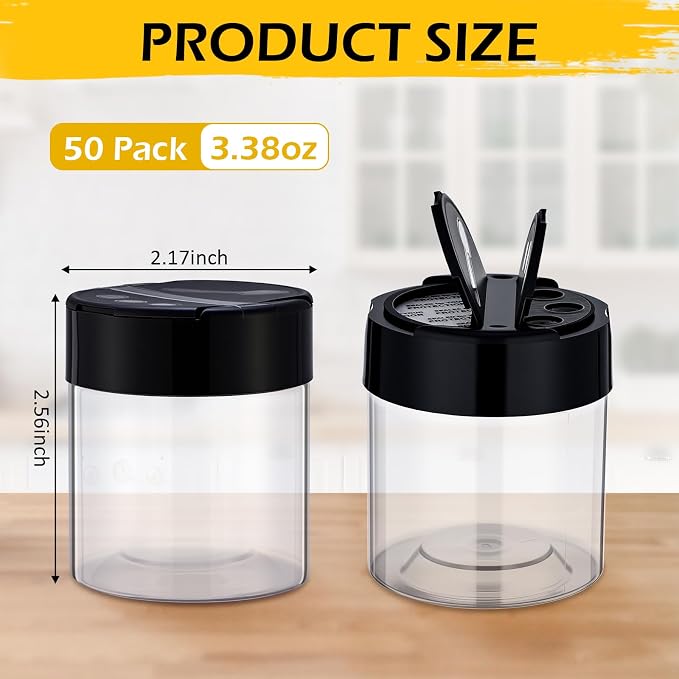 50 Pack 4 oz Spice Jars Plastic Clear Empty Bottles - Image 2