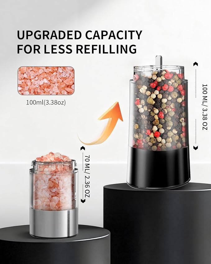 CIRCLE JOY Rechargeable Gravity Electric Salt and Pepper Grinder Set Automatic - Image 5