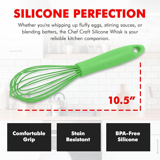 Chef Craft Premium Silicone Wire Cooking Whisk, 10.5 inch - Image 4