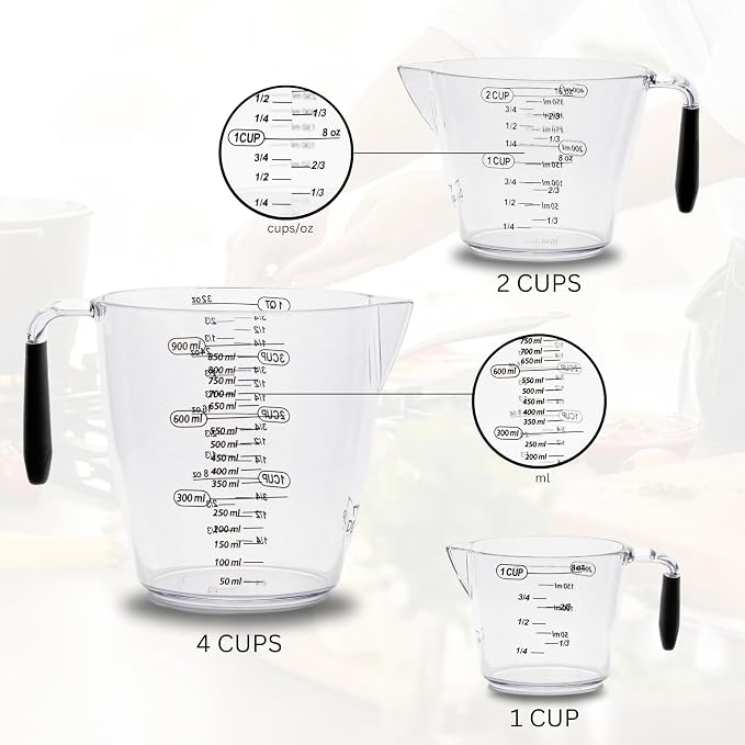 Dalup Measuring Cup Set – Clear Plastic Liquid Measuring Cups - Image 4
