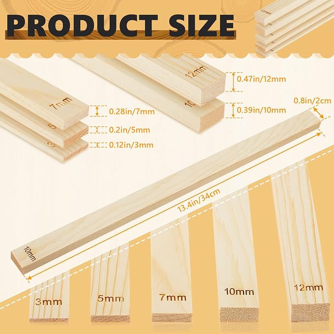 Sasylvia 10 Pcs Pottery Rolling Pin Guides Wood Teaching Rolling Mud Stick - Image 2