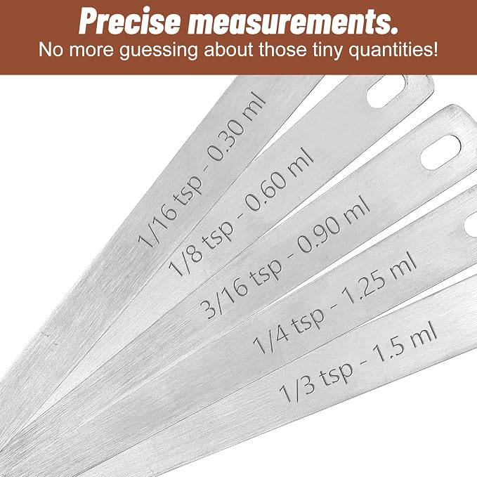 5PcsTeaspoon Measuring Spoons, 3/16 tsp, Mini Measuring Spoon, Square Bowl - Image 4