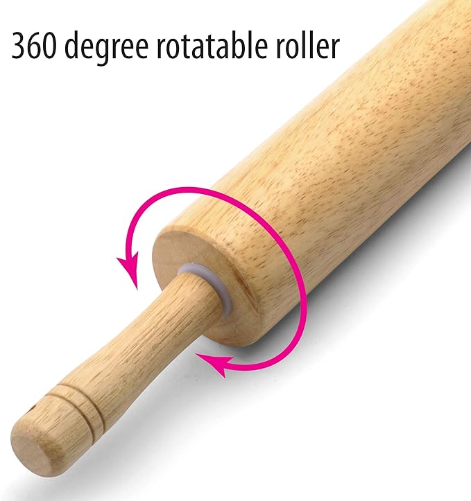 FARBERWARE Classic Wood Rolling Pin, 18-Inch Hardwood Dough Roller - Image 3