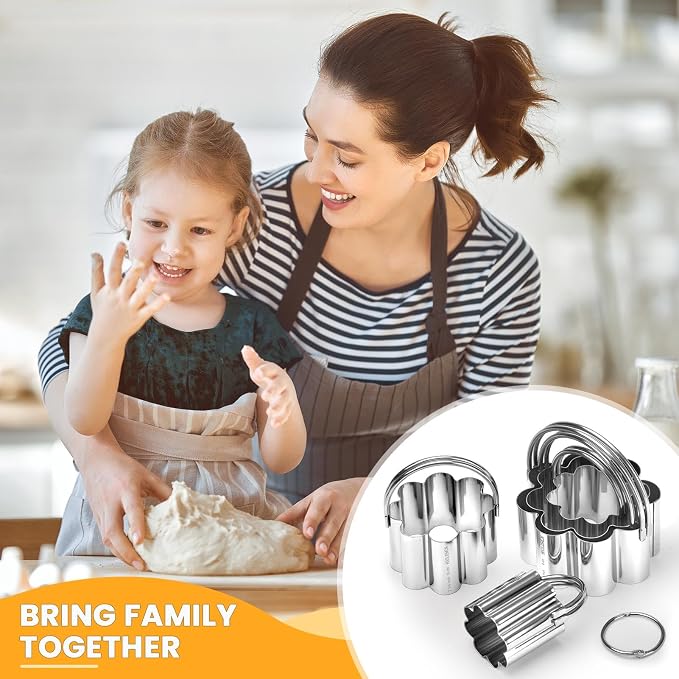 HULISEN Flower Cookie Cutter Set, Stainless Steel Scalloped Edge Biscuit Cutter - Image 5