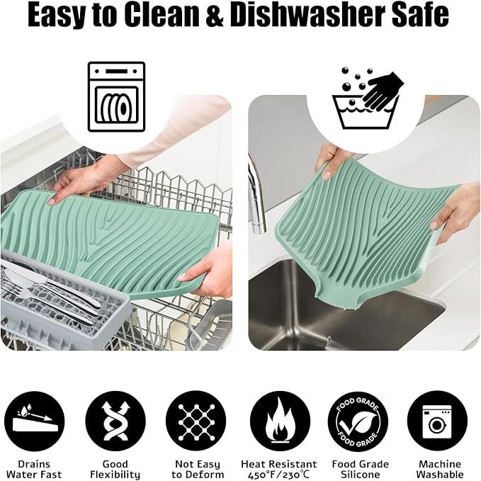 TIKNIK Silicone Dish Drying Mat, Stone Drying Mat - Image 4