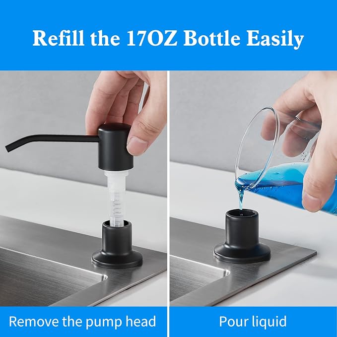 Built in Soap Dispenser for Kitchen Sink, Matte Black Stainless Steel - Image 3