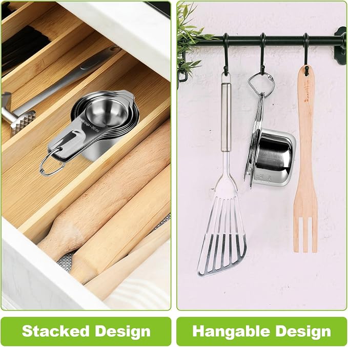 Stainless Steel Measuring Cups Set of 7, Stackable Measure Cups Kitchen Gadgets - Image 4