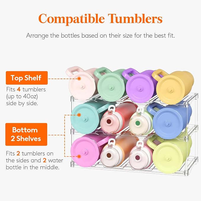 Lifewit Stackable Bottle Storage Organizer, Large Slot Water Bottle Tumbler Cup - Image 4