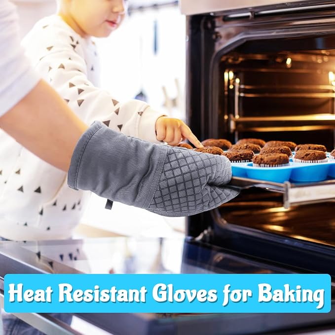 4 Pcs Oven Mitts and Pot Holders, High Heat Resistant 500 Degree Glove - Image 4
