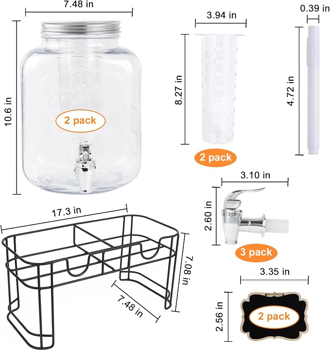 1.5 Gallon Glass Drink Dispensers - Image 2