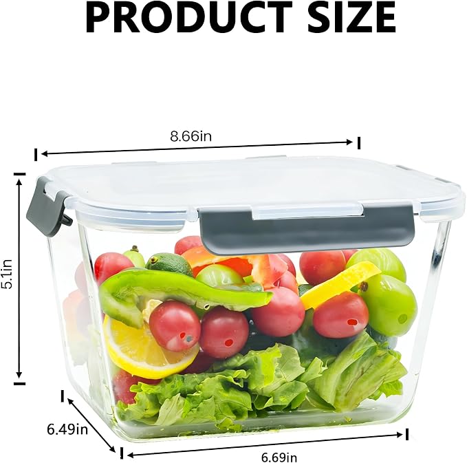 2 Pack Large Glass Food Storage Containers - Image 2