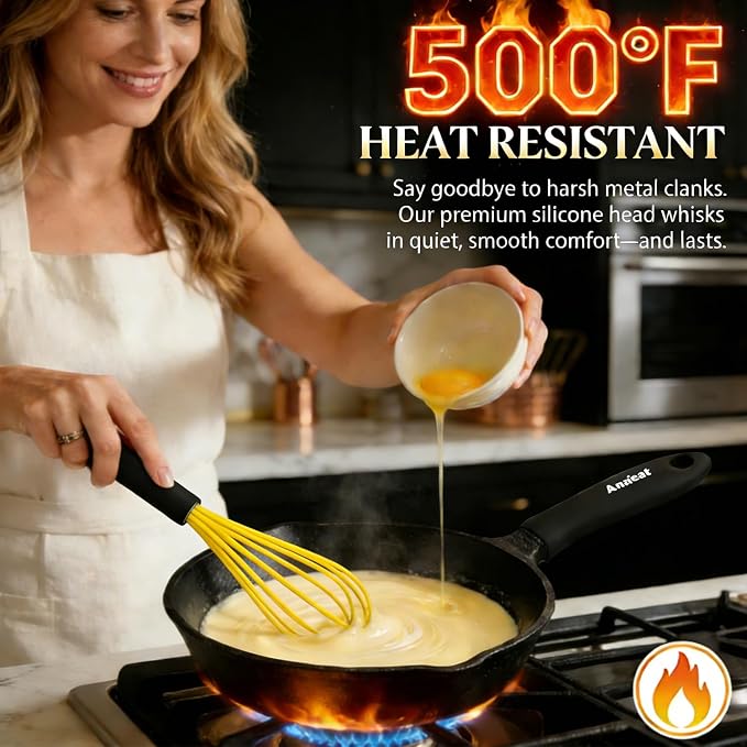 Anaeat Silicone Whisk, Thick Stainless Steel Wire Inner Heat Resistant - Image 4