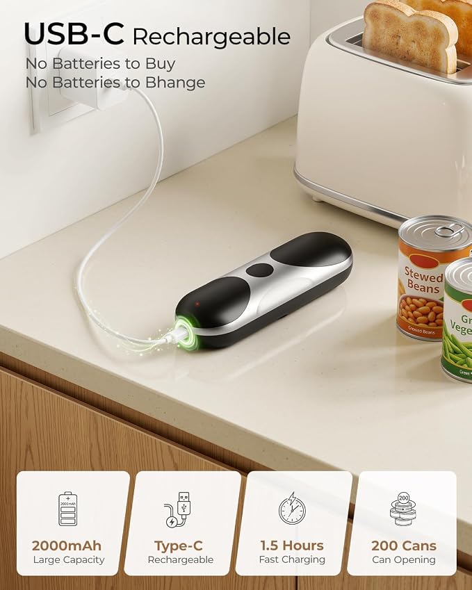Electric Can Opener, One-Touch Automatic Can Opener, USB Rechargeable Electric - Image 3