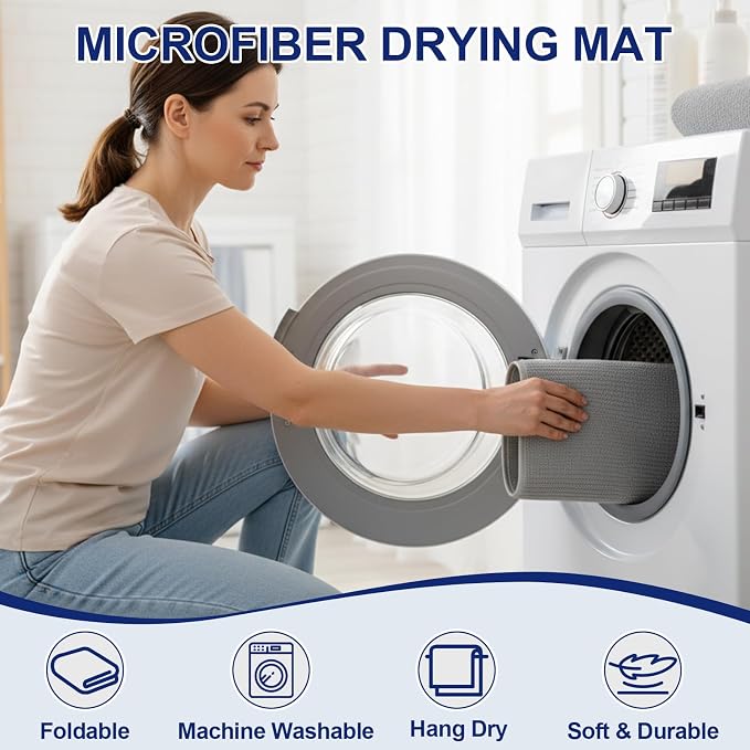 Large Dish Drying Mat 2 Pack, 23.8" x 17.3" Microfiber Ultra Absorbent - Image 5