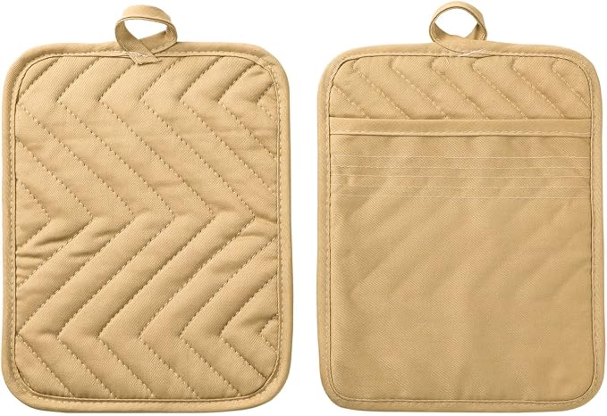Anyi Pot Holders and Oven Mitts 7" X 9" Heat Resistant Cotton Pocket Pot Holder - Image 2