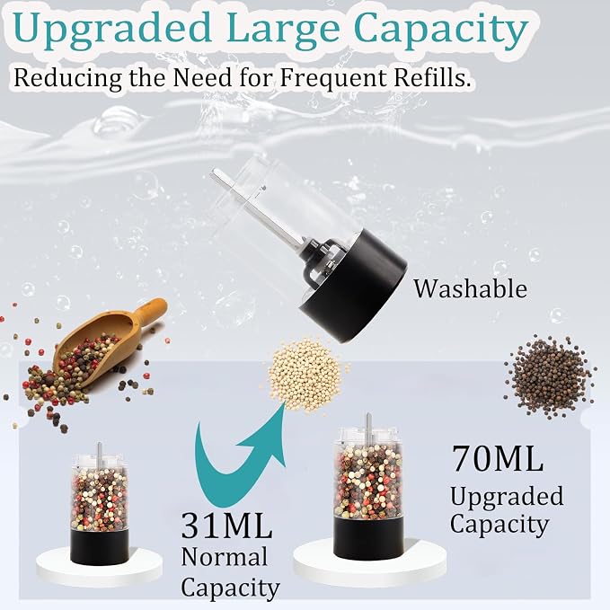 Electric Salt and Pepper Grinder, Automatic Battery Pepper Mill Shakers - Image 5