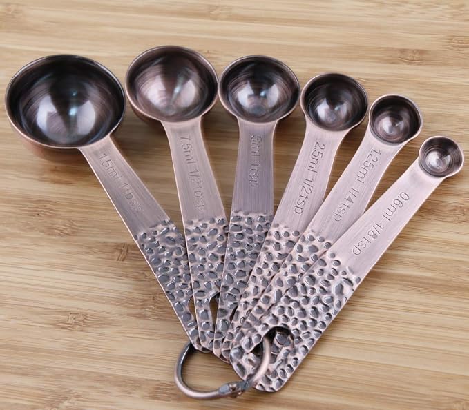 Copper Measuring Cups and Spoons Set, Metric & US Stainless Steel 5 Measuring - Image 6