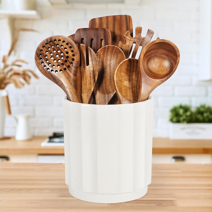 Wooden Spoons for Cooking – 9 Pc Teak Wood Utensil Set, Nonstick Safe & Heat - Image 3
