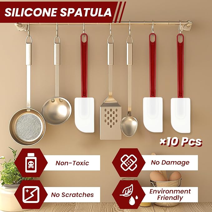 10 Pcs 10 Inch Flexible Rubber Spatulas, Silicone Spatula Set, Commercial Grade - Image 2