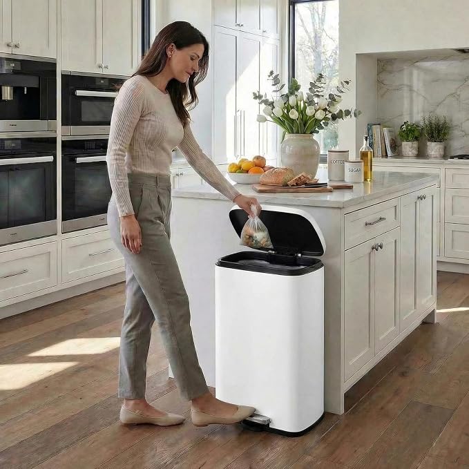 13.2 Gal Kitchen Trash Can, 50L Recycling or Garbage Bin, Brushed Stainless - Image 9