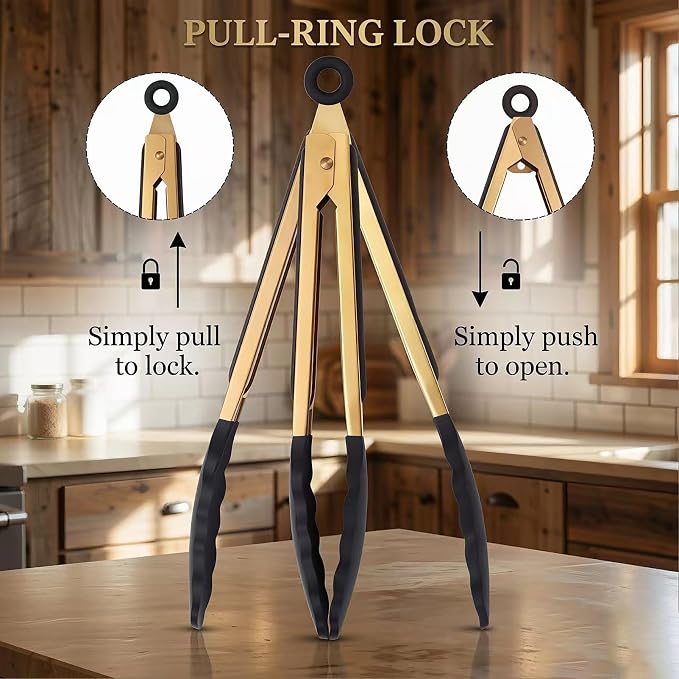 Professional Gold Kitchen Tongs - Image 7