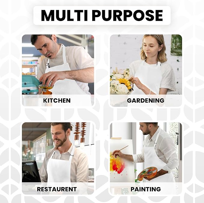 Adjustable Bib Apron 100% Polyester Kitchen Aprons Waterdrop Resistant Aprons - Image 6