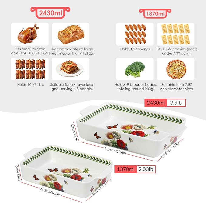 ACMLIFE Ceramic Casserole Dish Set, Ceramic Baking Dish - Image 5