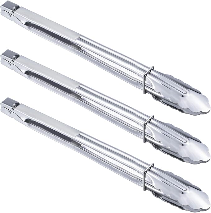 HINMAY Stainless Steel Locking Kitchen Tongs Extra Long Sturdy Heavy Duty Tongs by HINMAY