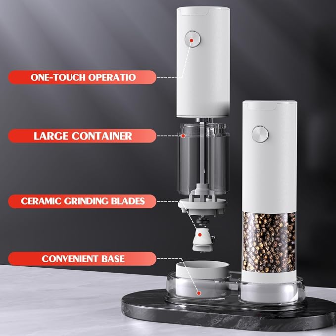 Electric Salt and Pepper Grinder Set Automatic Battery Pepper Mill Shakers - Image 8