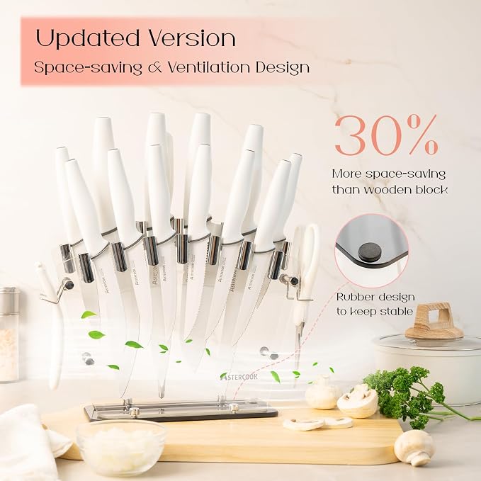 Astercook Knife Set with Block and Sharpener, 22 Piece Kitchen Knife Set - Image 6