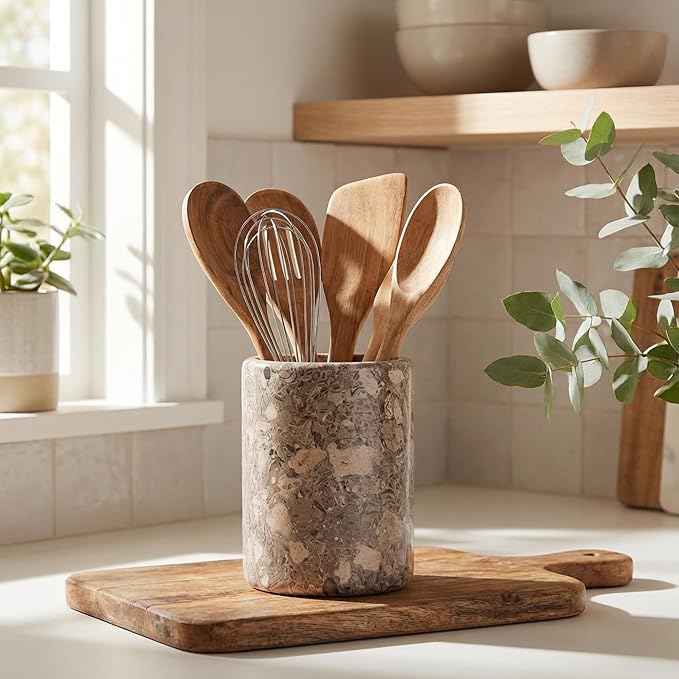 Radicaln Marble Utensil Holder 6.5" Inches Oceanic Handmade Spatula Set - Image 2