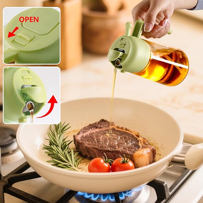 SWEET VIEW 16oz/470ml Oil Dispenser and Oil Sprayer, Glass Olive Oil Pourer - Image 4