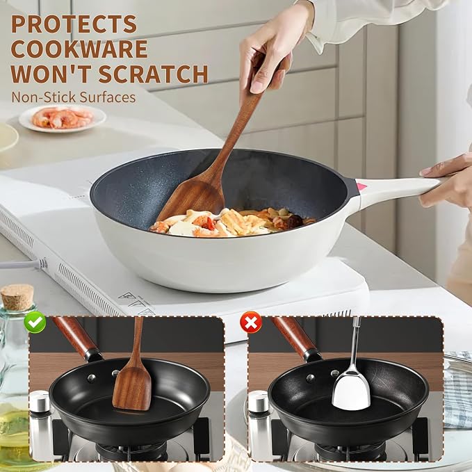 4 Pack Wooden Spatula Set, Teakwood Wooden Spatula - Image 4