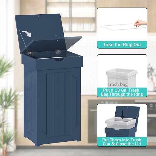 Function Home Trash Can Cabinet, 13 Gallon Kitchen Garbage Can, Wood Recycling - Image 5