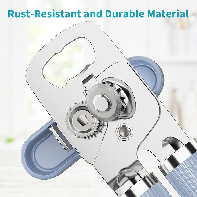 Ultrean Manual Can Opener Bottle Opener, Heavy Duty Stainless Steel Smooth Edge - Image 3