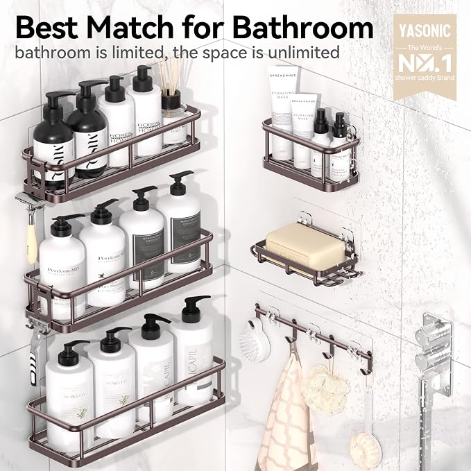 YASONIC Shower Caddy, 6 Pack Large Capacity shower Organizer - Image 2