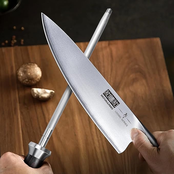 HOSHANHO Honing Rod, 10 Inch Professional Kitchen Knife Sharpener Rod, Japanese - Image 5