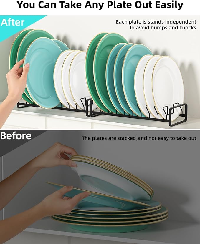 Plate Organizer for Cabinet, Kitchen Dish Rack Organizer for Cabinet Countertop - Image 4