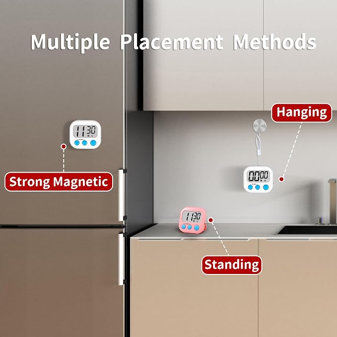 Timer for Kids Teachers Digital Kitchen Timers for Cooking Large Magnetic - Image 6