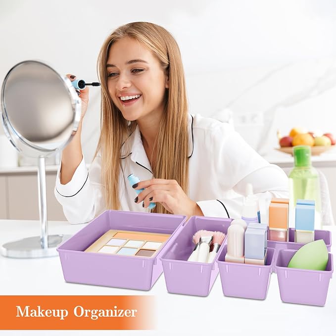 SpaceHacks 25 PCS Plastic Drawer Organizer Set, 4-Size Versatile Organizer - Image 5