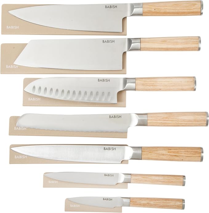Babish 14-Piece Full Tang Forged Light Pakka Wood Kitchen Knife Set – by Babish
